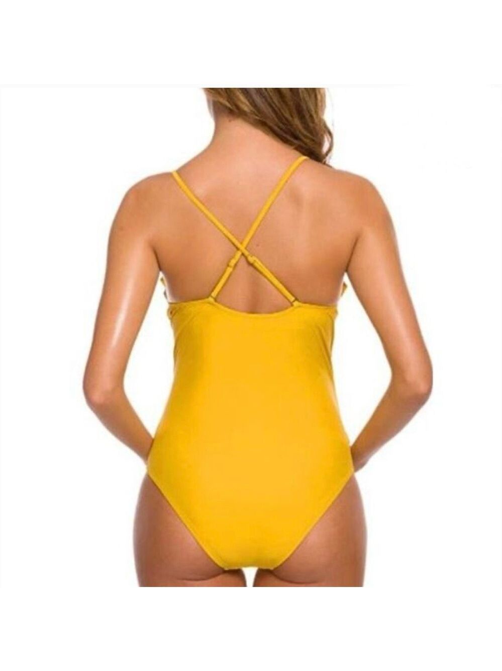 Yellow Ruffle Maternity Swimsuit - Large - Picture 2 of 2
